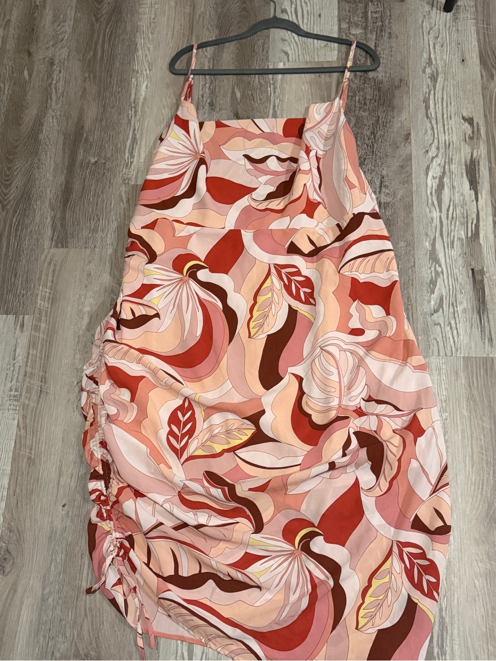Forever 21 Plus Tropical Print Ruched Side Mini Dress 3X Spaghetti Strap Y2K